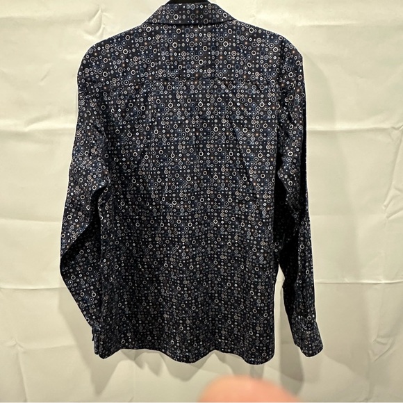 Johnston & Murphy Navy Patterned Button Down Shirt - Picture 3 of 4